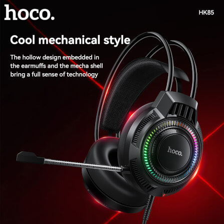 หูฟังเกมมิ่ง HOCO HK85 ดอกลำโพง 40MM ไมโครโฟน HD ถอดออกได้ แต่งไฟ RGB สายแจ็ค USB ยาว 2 เมตร_4
